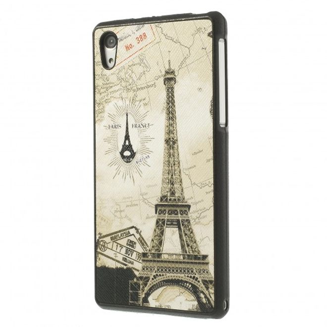 Sony Xperia Z2 Lederartiges Plastik Case mit Eiffelturm und Karte