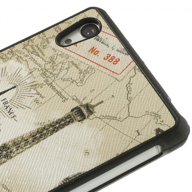 Sony Xperia Z2 Lederartiges Plastik Case mit Eiffelturm und Karte