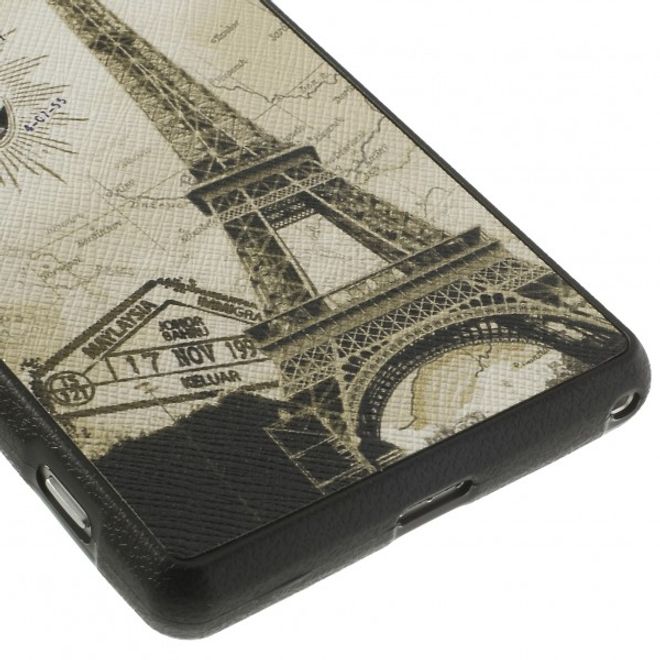 Sony Xperia Z2 Lederartiges Plastik Case mit Eiffelturm und Karte