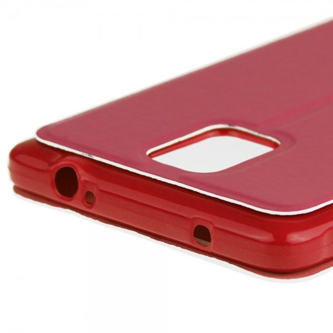 Samsung Galaxy Note 4 ENKAY Leder Cover mit grossem Fenster - rot