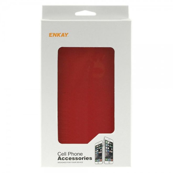 Samsung Galaxy Note 4 ENKAY Leder Cover mit grossem Fenster - rot