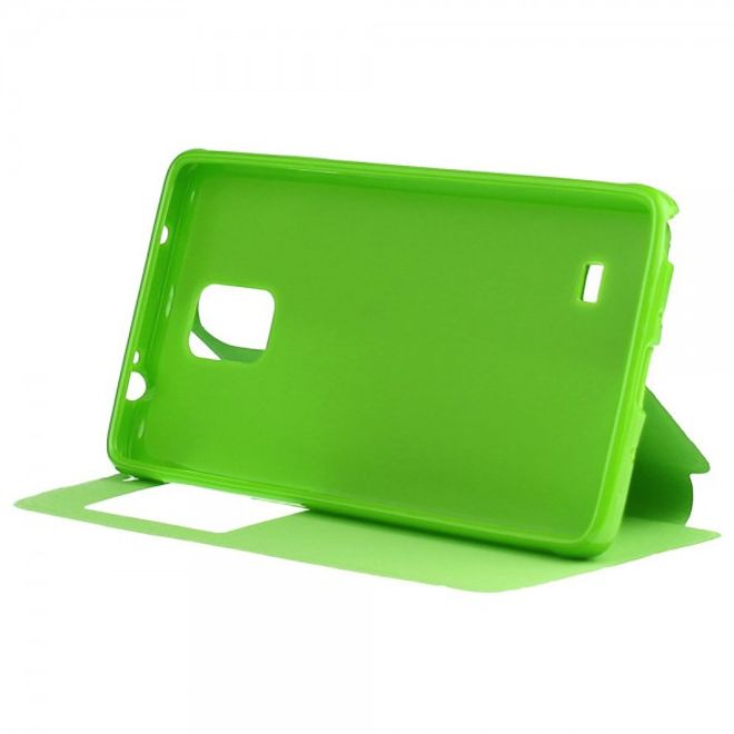 Samsung Galaxy Note 4 ENKAY Leder Cover mit grossem Fenster - grün