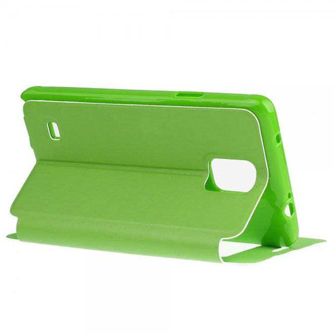 Samsung Galaxy Note 4 ENKAY Leder Cover mit grossem Fenster - grün
