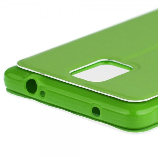Samsung Galaxy Note 4 ENKAY Leder Cover mit grossem Fenster - grün