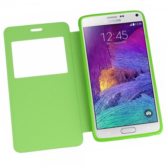 Samsung Galaxy Note 4 ENKAY Leder Cover mit grossem Fenster - grün