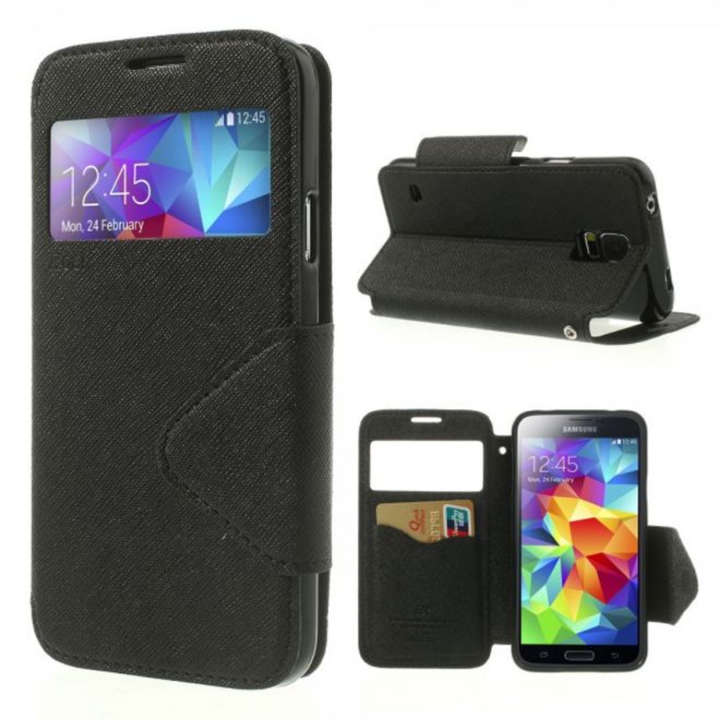 Samsung Galaxy S5 ROAR KOREA Modisches Leder Case mit kleiner Öffnung - schwarz