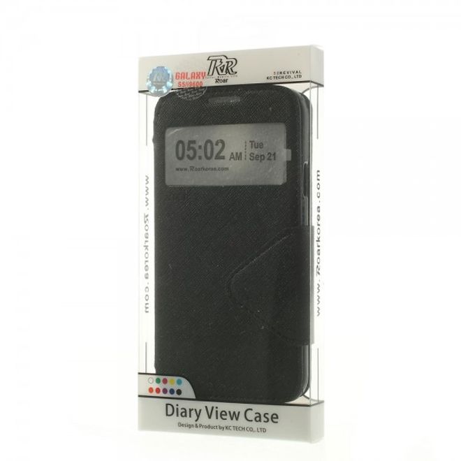 Samsung Galaxy S5 ROAR KOREA Modisches Leder Case mit kleiner Öffnung - schwarz