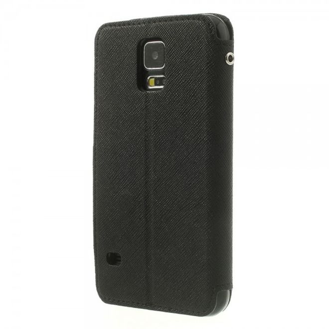 Samsung Galaxy S5 ROAR KOREA Modisches Leder Case mit kleiner Öffnung - schwarz