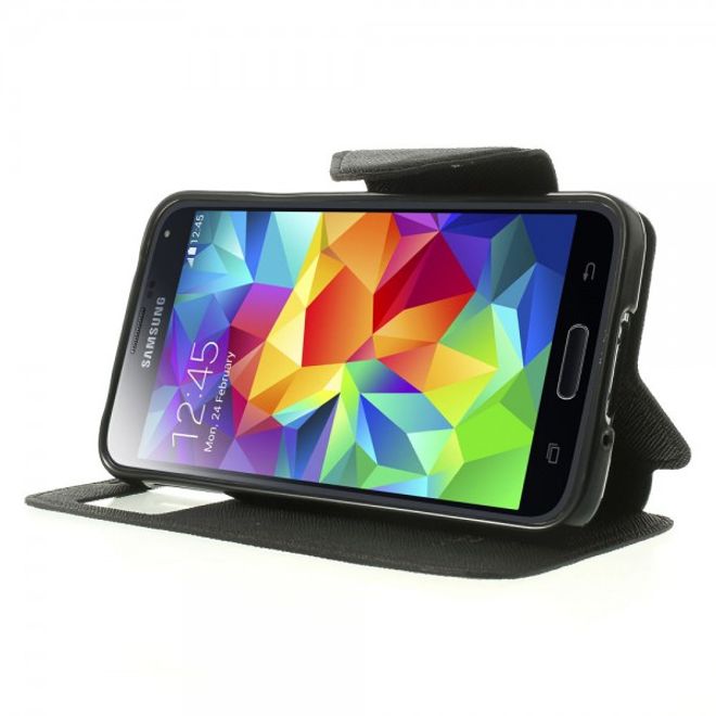 Samsung Galaxy S5 ROAR KOREA Modisches Leder Case mit kleiner Öffnung - schwarz