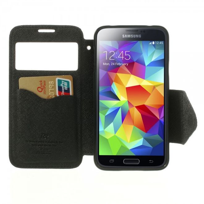 Samsung Galaxy S5 ROAR KOREA Modisches Leder Case mit kleiner Öffnung - schwarz