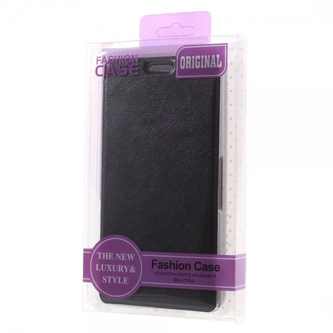 Sony Xperia M4 Aqua Leder Case mit Kreditkartenschlitz - schwarz