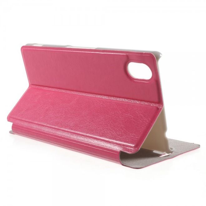 Sony Xperia M4 Aqua Leder Case mit Kreditkartenschlitz - rosa