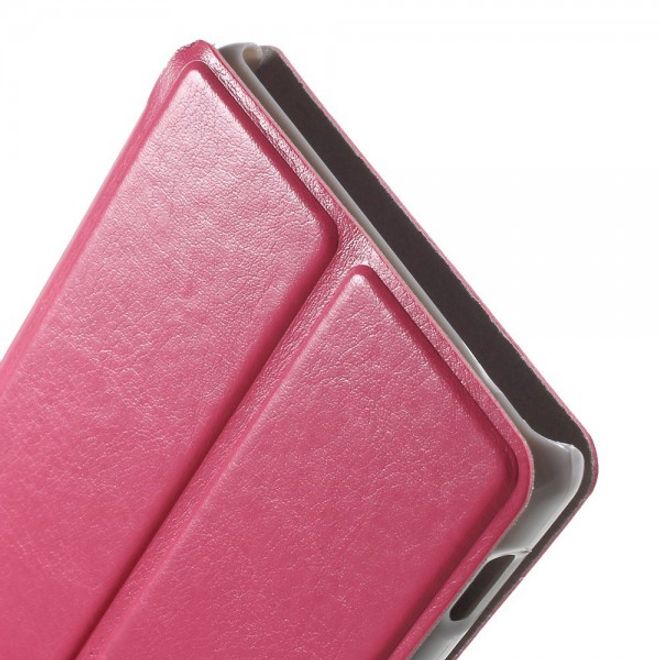 Sony Xperia M4 Aqua Leder Case mit Kreditkartenschlitz - rosa