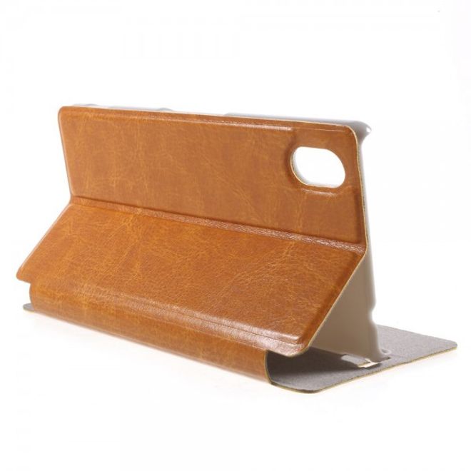 Sony Xperia M4 Aqua Leder Case mit Kreditkartenschlitz - orange