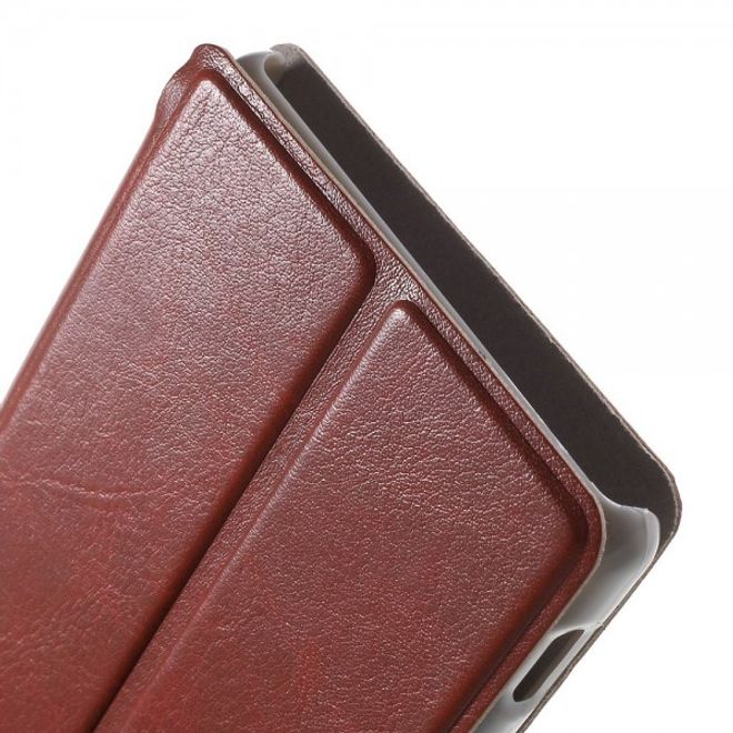 Sony Xperia M4 Aqua Leder Case mit Kreditkartenschlitz - braun