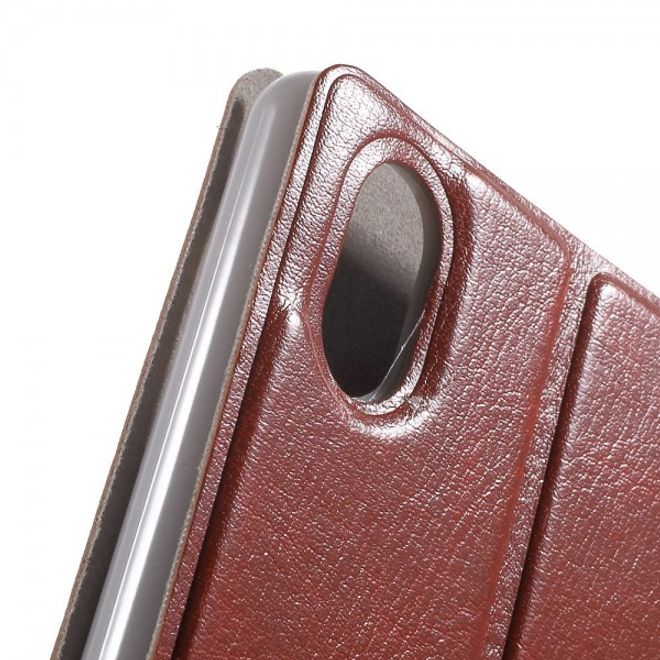 Sony Xperia M4 Aqua Leder Case mit Kreditkartenschlitz - braun