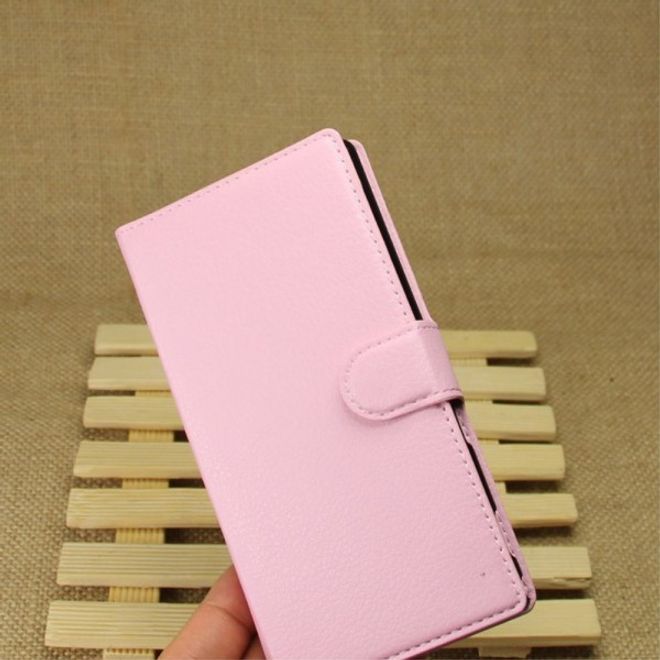 Sony Xperia M2 Aqua Modisches Leder Case mit Kreditkartenschlitz - pink