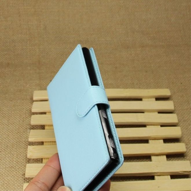 Sony Xperia M2 Aqua Modisches Leder Case mit Kreditkartenschlitz - blau