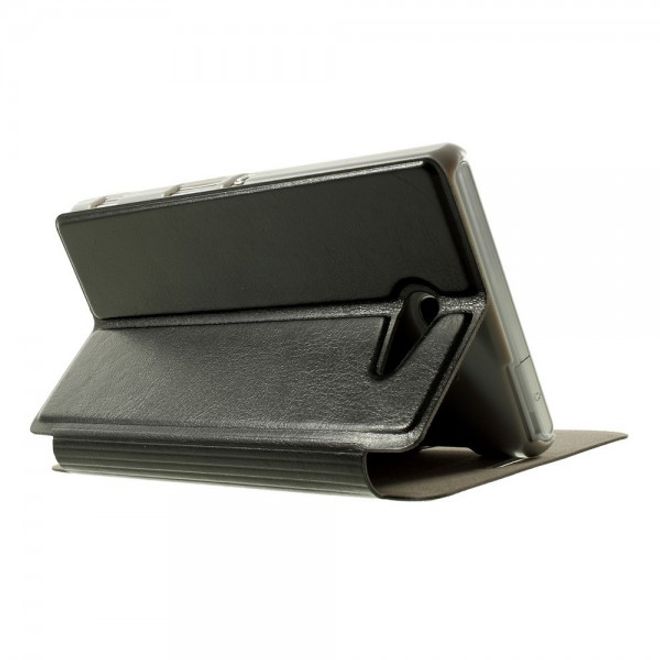 Sony Xperia M2 Aqua Crazy Horse Leder Case mit Standfunktion - schwarz