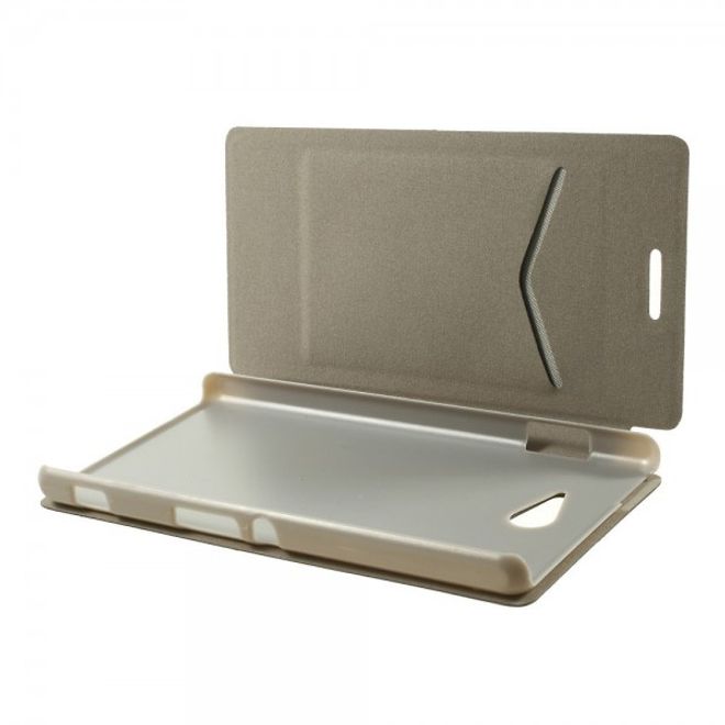 Sony Xperia M2 Aqua Crazy Horse Leder Case mit Standfunktion - schwarz