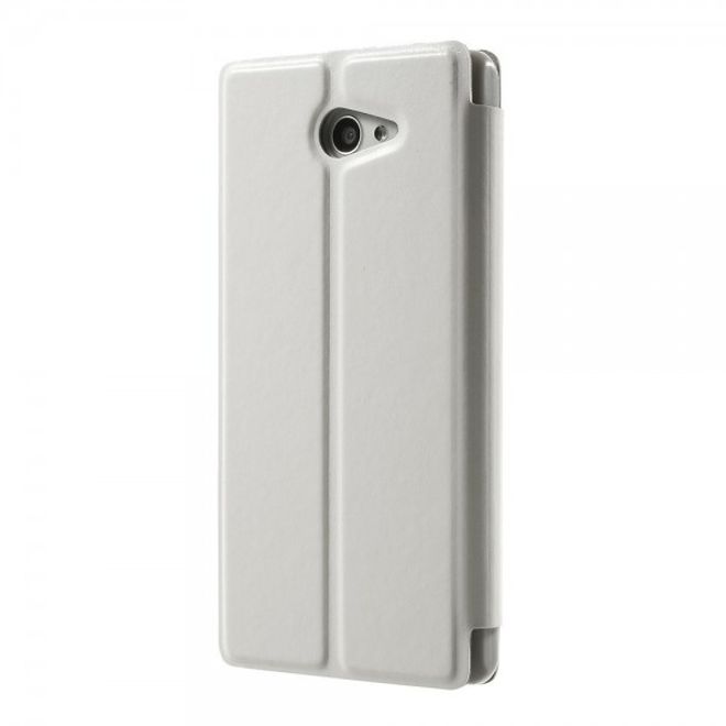 Sony Xperia M2 Aqua Crazy Horse Leder Case mit Standfunktion - weiss