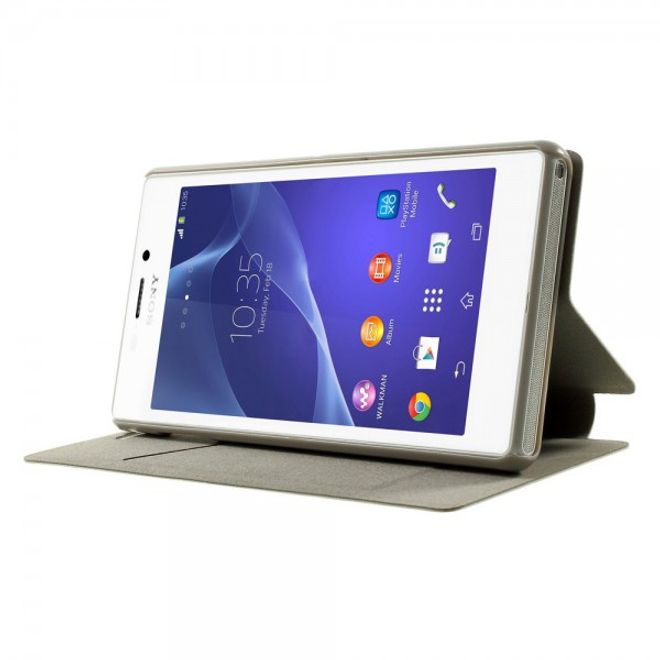 Sony Xperia M2 Aqua Crazy Horse Leder Case mit Standfunktion - weiss