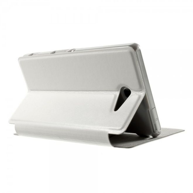 Sony Xperia M2 Aqua Crazy Horse Leder Case mit Standfunktion - weiss