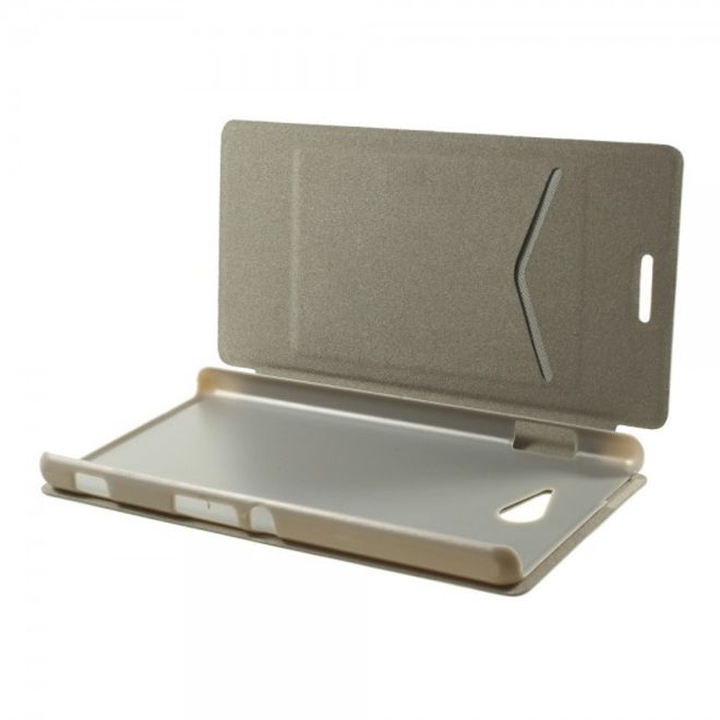 Sony Xperia M2 Aqua Crazy Horse Leder Case mit Standfunktion - weiss