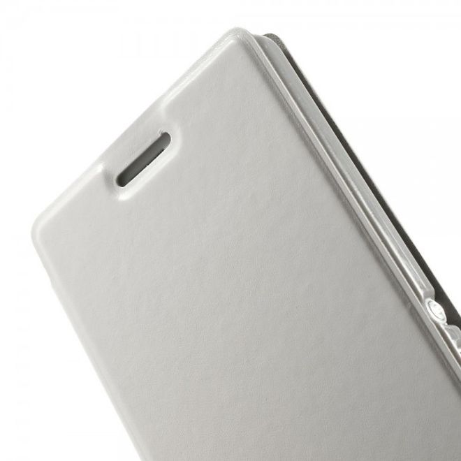Sony Xperia M2 Aqua Crazy Horse Leder Case mit Standfunktion - weiss