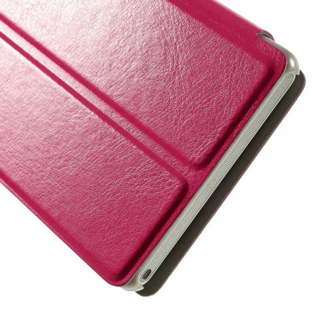 Sony Xperia M2 Aqua Crazy Horse Leder Case mit Standfunktion - rosa