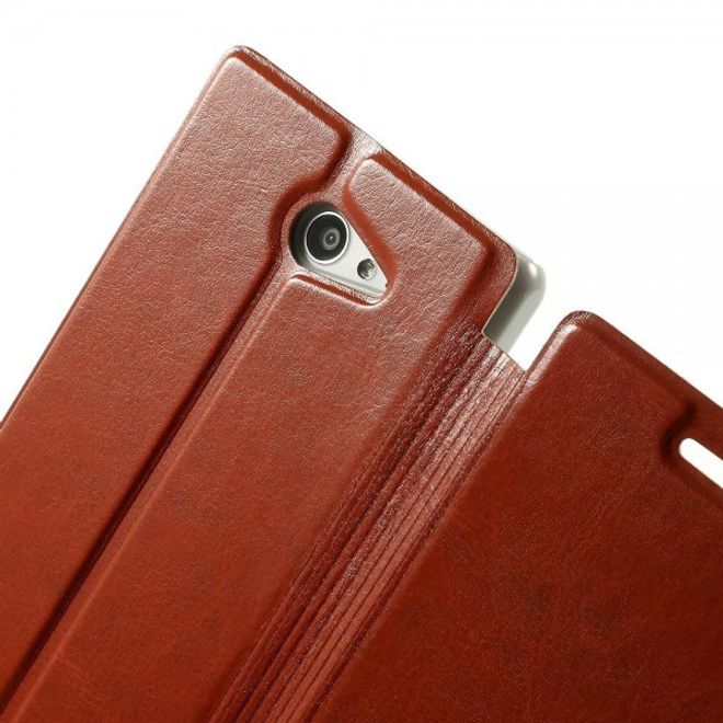 Sony Xperia M2 Aqua Crazy Horse Leder Case mit Standfunktion - braun