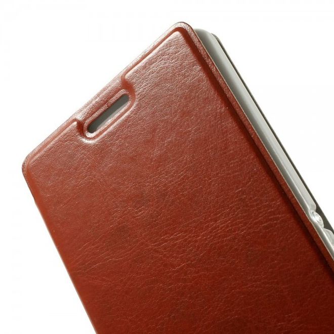 Sony Xperia M2 Aqua Crazy Horse Leder Case mit Standfunktion - braun