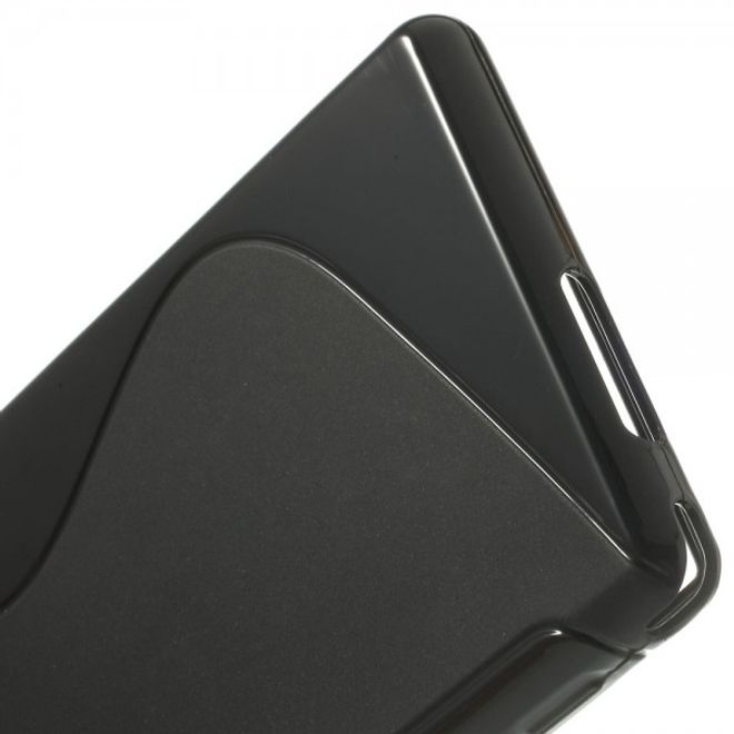 Sony Xperia M2 Aqua Elastisches Plastik Case S-Shape - schwarz