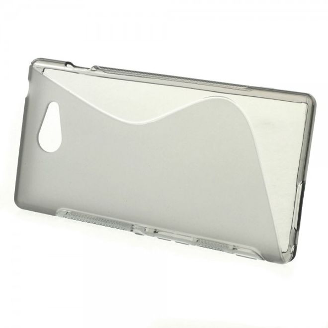 Sony Xperia M2 Aqua Elastisches Plastik Case S-Shape - grau