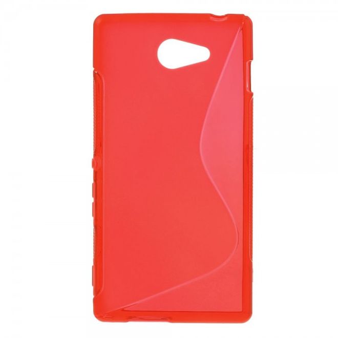 Sony Xperia M2 Aqua Elastisches Plastik Case S-Shape - rot