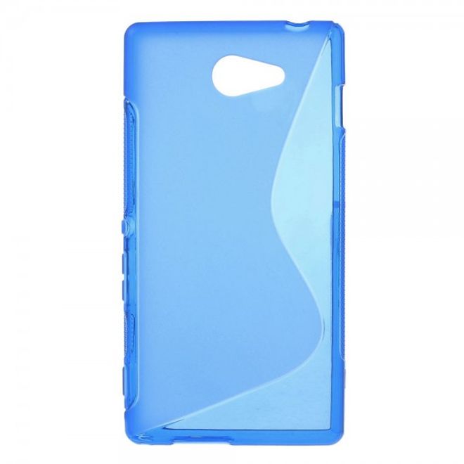 Sony Xperia M2 Aqua Elastisches Plastik Case S-Shape - blau