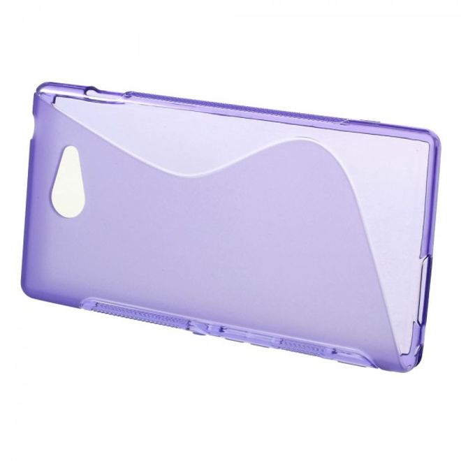 Sony Xperia M2 Aqua Elastisches Plastik Case S-Shape - purpur