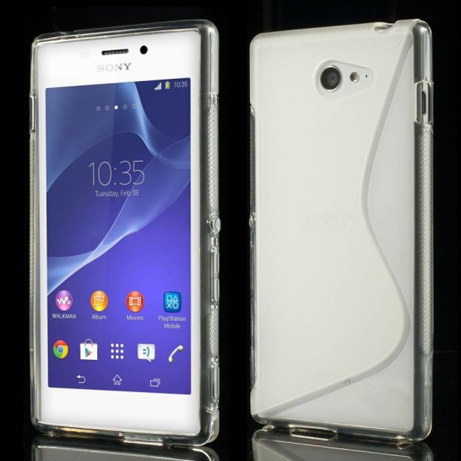 Sony Xperia M2 Aqua Elastisches Plastik Case S-Shape - transparent