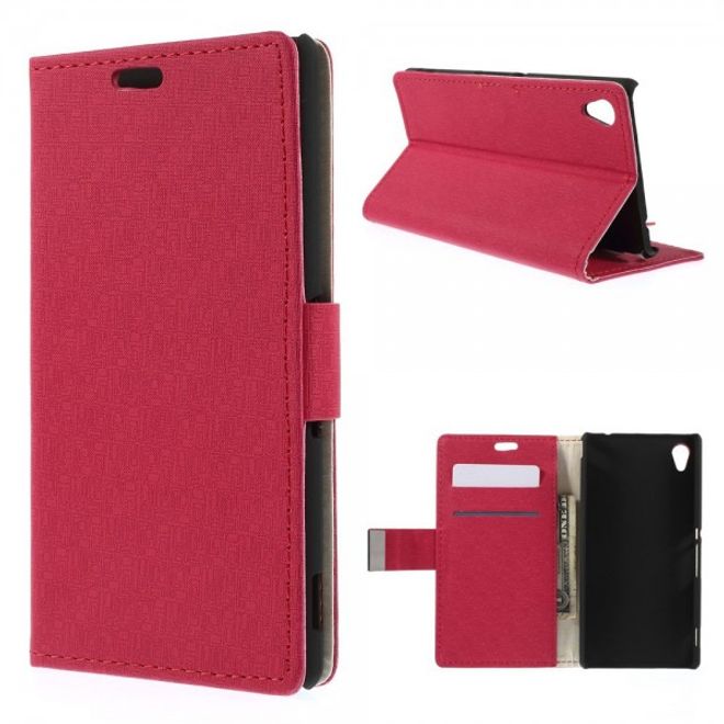 Sony Xperia M4 Aqua Leder Case mit Labyrinth Muster - rosa