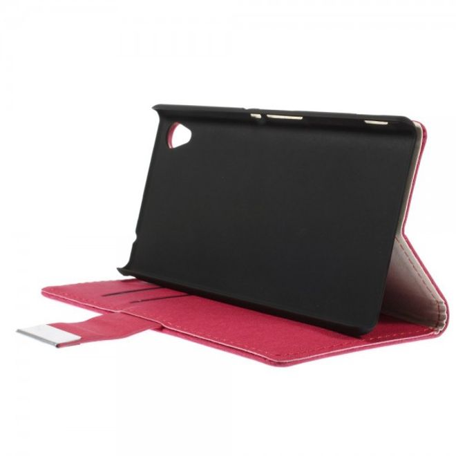 Sony Xperia M4 Aqua Leder Case mit Labyrinth Muster - rosa