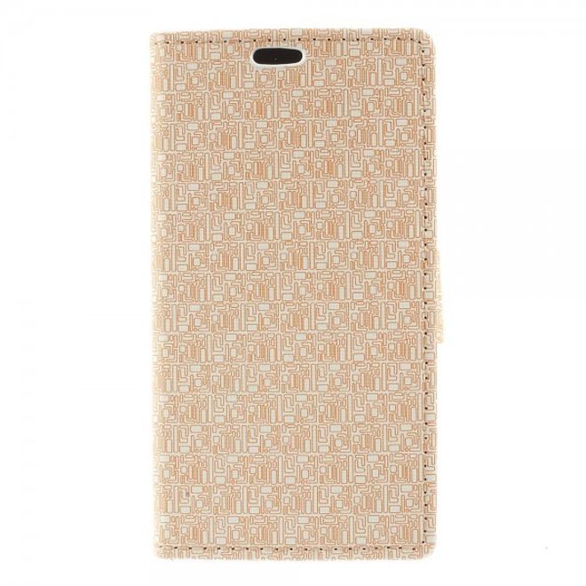 Sony Xperia M4 Aqua Leder Case mit Labyrinth Muster - beige