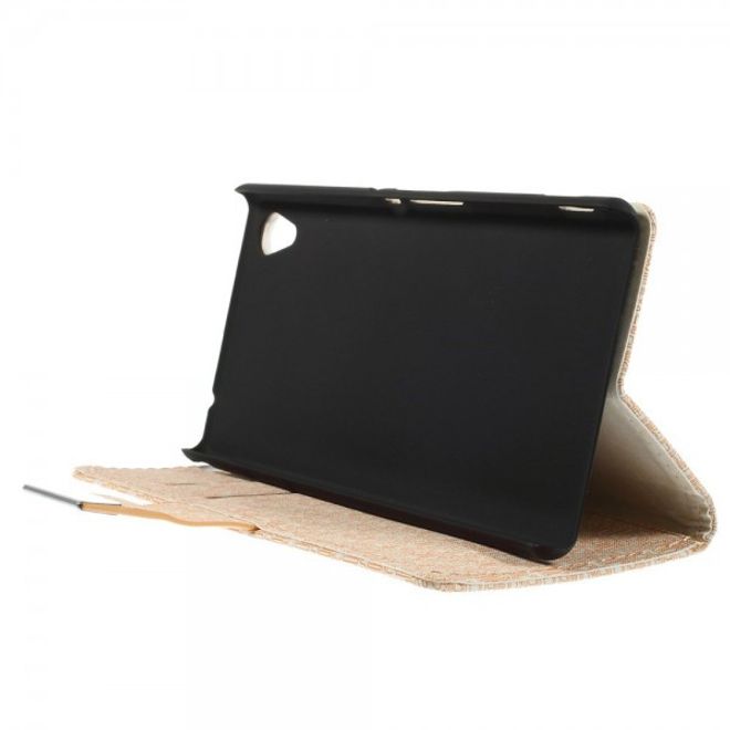 Sony Xperia M4 Aqua Leder Case mit Labyrinth Muster - beige