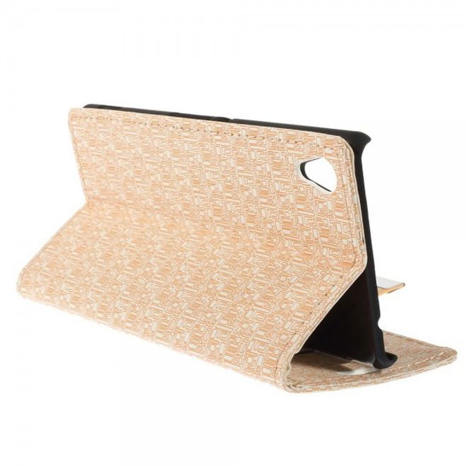 Sony Xperia M4 Aqua Leder Case mit Labyrinth Muster - beige