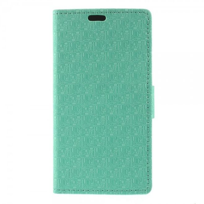 Sony Xperia M4 Aqua Leder Case mit Labyrinth Muster - cyan
