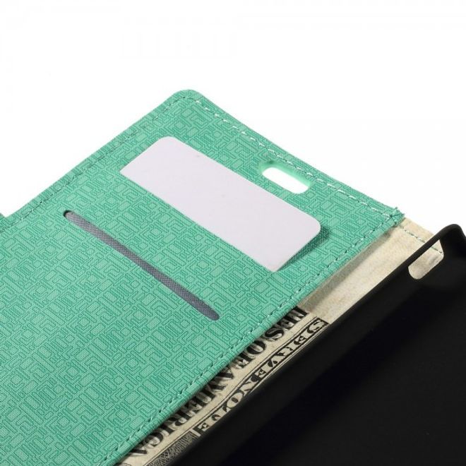 Sony Xperia M4 Aqua Leder Case mit Labyrinth Muster - cyan