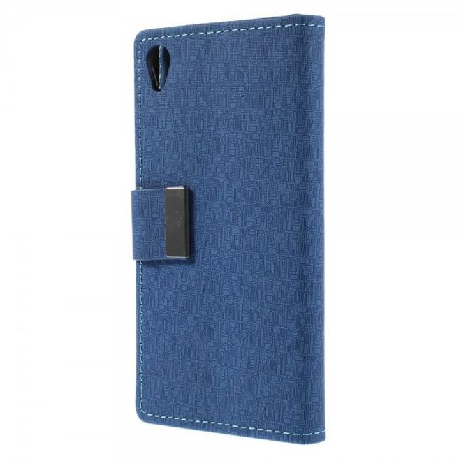 Sony Xperia M4 Aqua Leder Case mit Labyrinth Muster - hellblau