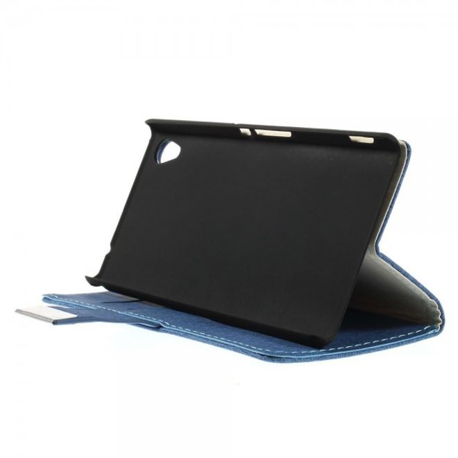 Sony Xperia M4 Aqua Leder Case mit Labyrinth Muster - hellblau