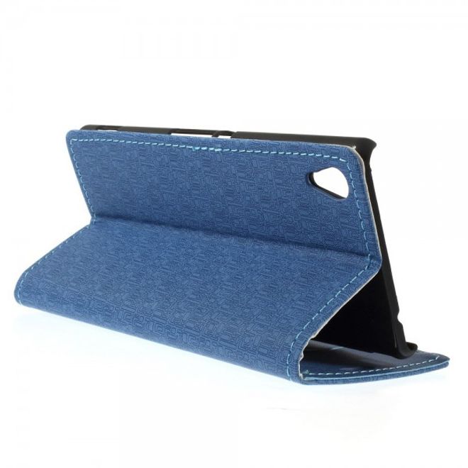 Sony Xperia M4 Aqua Leder Case mit Labyrinth Muster - hellblau