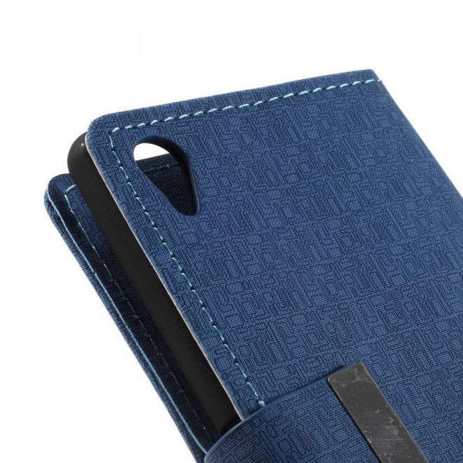 Sony Xperia M4 Aqua Leder Case mit Labyrinth Muster - hellblau