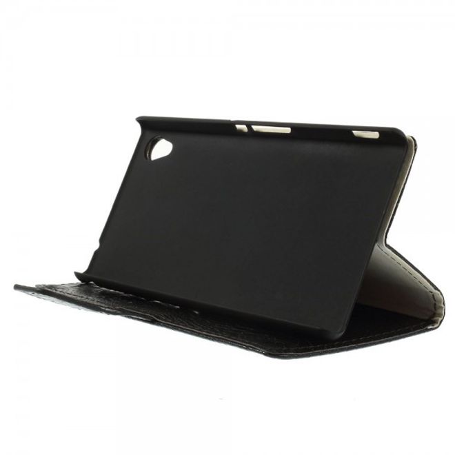 Sony Xperia M4 Aqua Leder Case mit Krokodilmuster - schwarz